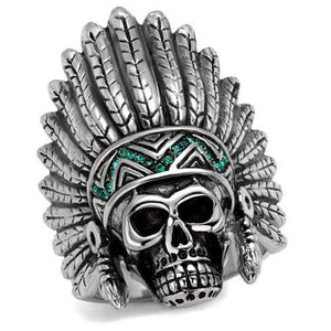 WildKlass Stainless Steel Ring High Polished Men Top Grade Crystal Emerald-WildKlass Jewelry