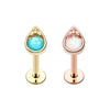 Golden, Rose Gold Opal Tear Drop Top Steel Labret-WildKlass Jewelry
