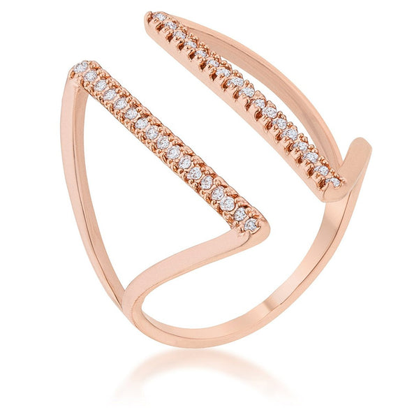 WildKlass 0.2ct CZ Rose Gold Delicate Parallel Ring-WildKlass Jewelry