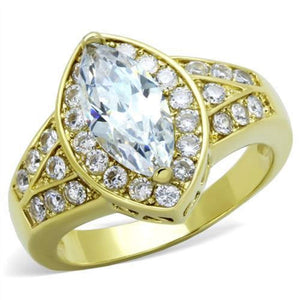 WildKlass Stainless Steel Ring IP Gold Women AAA Grade CZ Clear-WildKlass Jewelry