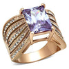 WildKlass Stainless Steel Pave Ring IP Rose Gold Women AAA Grade CZ Light Amethyst-WildKlass Jewelry