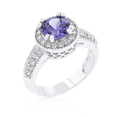 WildKlass Dark Purple Halo Engagement Ring-WildKlass Jewelry