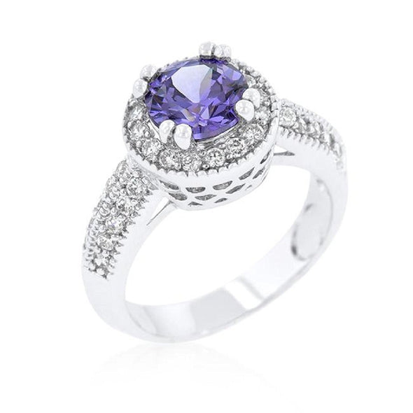 WildKlass Dark Purple Halo Engagement Ring-WildKlass Jewelry