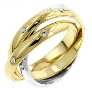 WildKlass Three Ring Two-tone Finish Eternity Set-WildKlass Jewelry