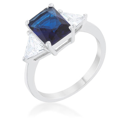 WildKlass Classic Sapphire Rhodium Plated Engagement Ring-WildKlass Jewelry