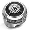 WildKlass Stainless Steel Ring High Polished Men Top Grade Crystal Jet-WildKlass Jewelry