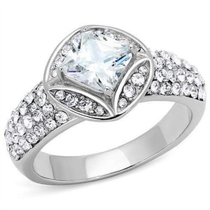 WildKlass Stainless Steel Ring High Polished Women AAA Grade CZ Clear-WildKlass Jewelry