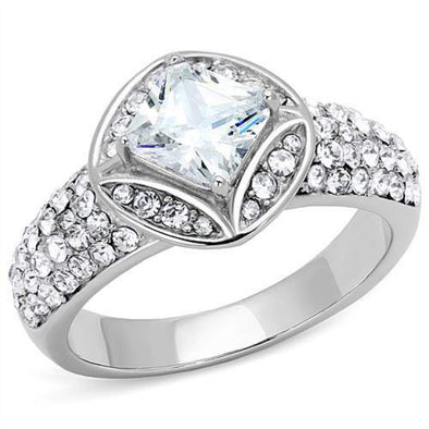 WildKlass Stainless Steel Ring High Polished Women AAA Grade CZ Clear-WildKlass Jewelry