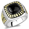 WildKlass Stainless Steel Ring Two-Tone IP Gold Men Synthetic Jet-WildKlass Jewelry