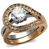 WildKlass Stainless Steel Ring Two-Tone IP Rose Gold Women AAA Grade CZ Clear-WildKlass Jewelry