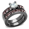 WildKlass Stainless Steel Ring IP Light Black (IP Gun) Women AAA Grade CZ Clear-WildKlass Jewelry