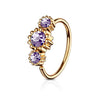 3 Round CZ Set Rose Gold IP Plated 316L Surgical Steel WildKlass Hoop Ring for Nose & Ear Cartilage-WildKlass Jewelry