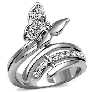 WildKlass Stainless Steel Ring High Polished Women AAA Grade CZ Clear-WildKlass Jewelry