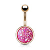 Druzy Stone Round Set PVD Rose Gold Over 316L Surgical Steel WildKlass Belly Button Navel Rings-WildKlass Jewelry
