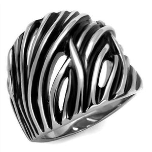WildKlass Stainless Steel Ring High Polished Men Epoxy Jet-WildKlass Jewelry