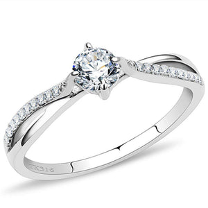WildKlass Stainless Steel Ring High Polished Women AAA Grade CZ Clear-WildKlass Jewelry