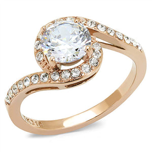 WildKlass Stainless Steel Ring IP Rose Gold Women AAA Grade CZ Clear-WildKlass Jewelry
