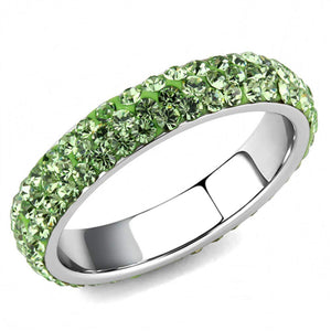 WildKlass Stainless Steel Ring High Polished Women Top Grade Crystal Peridot-WildKlass Jewelry