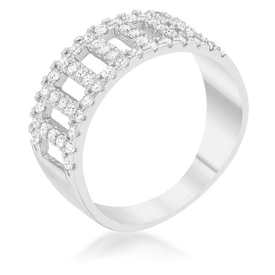WildKlass 0.5ct CZ Rhodium Plated Contemporary Band Ring-WildKlass Jewelry