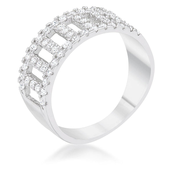 WildKlass 0.5ct CZ Rhodium Plated Contemporary Band Ring-WildKlass Jewelry