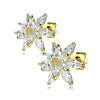 Pair of Double Tiered CZ Flower 316L Surgical Steel WildKlass Post Earring Studs-WildKlass Jewelry