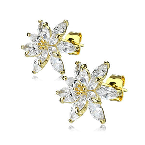 Pair of Double Tiered CZ Flower 316L Surgical Steel WildKlass Post Earring Studs-WildKlass Jewelry
