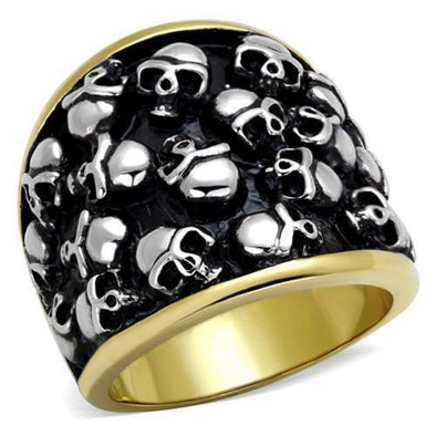 WildKlass Stainless Steel Ring Two-Tone IP Gold Men-WildKlass Jewelry