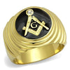 WildKlass Stainless Steel Ring IP Gold Men Top Grade Crystal Clear-WildKlass Jewelry