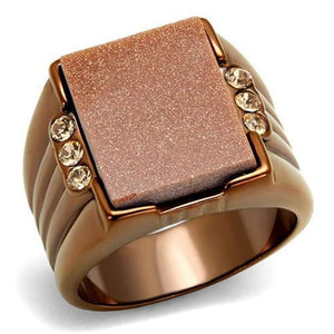 WildKlass Stainless Steel Ring IP Coffee Light Men Semi-Precious Siam-WildKlass Jewelry