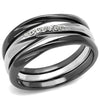WildKlass Stainless Steel Ring Two Tone IP Light Black (IP Gun) Women Top Grade Crystal Clear-WildKlass Jewelry