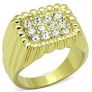 WildKlass Stainless Steel Ring IP Gold Men Top Grade Crystal Clear-WildKlass Jewelry