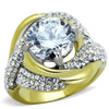 WildKlass Stainless Steel Ring Two-Tone IP Gold Women AAA Grade CZ Clear-WildKlass Jewelry