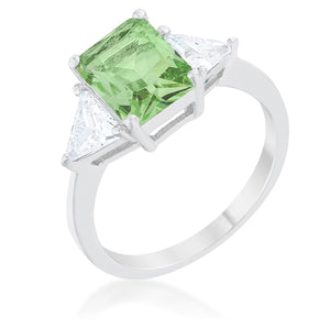 WildKlass Classic Apple Green Rhodium Plated Engagement Ring-WildKlass Jewelry