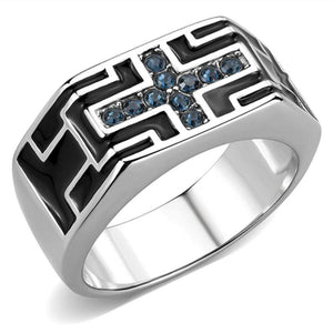 WildKlass Stainless Steel Ring High Polished Men Top Grade Crystal Montana-WildKlass Jewelry