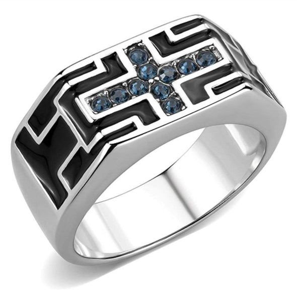 WildKlass Stainless Steel Ring High Polished Men Top Grade Crystal Montana-WildKlass Jewelry
