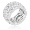 WildKlass Wide Pave Cubic Zirconia Silvertone Band Ring-WildKlass Jewelry