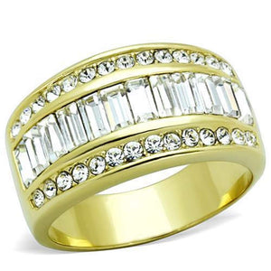 WildKlass Stainless Steel Ring IP Gold Women Top Grade Crystal Clear-WildKlass Jewelry