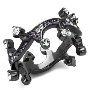 WildKlass Stainless Steel Ring IP Light Black (IP Gun) Women AAA Grade CZ Clear-WildKlass Jewelry