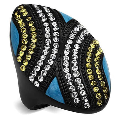 WildKlass Stainless Steel Pave Ring IP Black Women Top Grade Crystal Citrine Yellow-WildKlass Jewelry