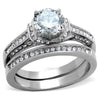 WildKlass Stainless Steel Ring High Polished (no Plating) Women AAA Grade CZ Clear-WildKlass Jewelry