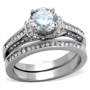 WildKlass Stainless Steel Ring High Polished (no Plating) Women AAA Grade CZ Clear-WildKlass Jewelry