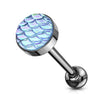AB Effect Fish Scale Flat Set Top 316L Surgical Steel WildKlass Barbell Tongue Rings-WildKlass Jewelry