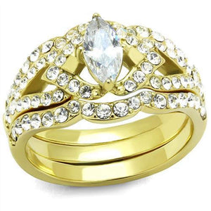 WildKlass Stainless Steel Ring IP Gold Women AAA Grade CZ Clear-WildKlass Jewelry