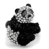 WildKlass Stainless Steel Cute Panda Ring Two-Tone IP Black Women Top Grade Crystal Black Diamond-WildKlass Jewelry