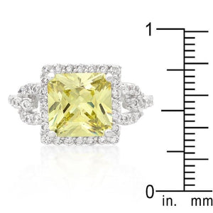 WildKlass Halo Style Princess Cut Peridot Cocktail Ring-WildKlass Jewelry