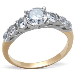 WildKlass Stainless Steel Ring Two-Tone IP Rose Gold Women AAA Grade CZ Clear-WildKlass Jewelry