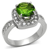 WildKlass Stainless Steel Halo Ring High Polished (no Plating) Women Synthetic Peridot-WildKlass Jewelry