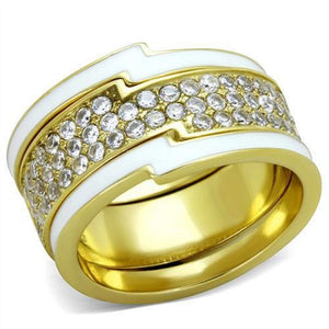 WildKlass Stainless Steel Ring IP Gold Women AAA Grade CZ Clear-WildKlass Jewelry