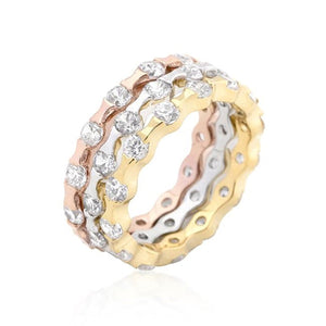 WildKlass Tri-tone Stackable Rings-WildKlass Jewelry