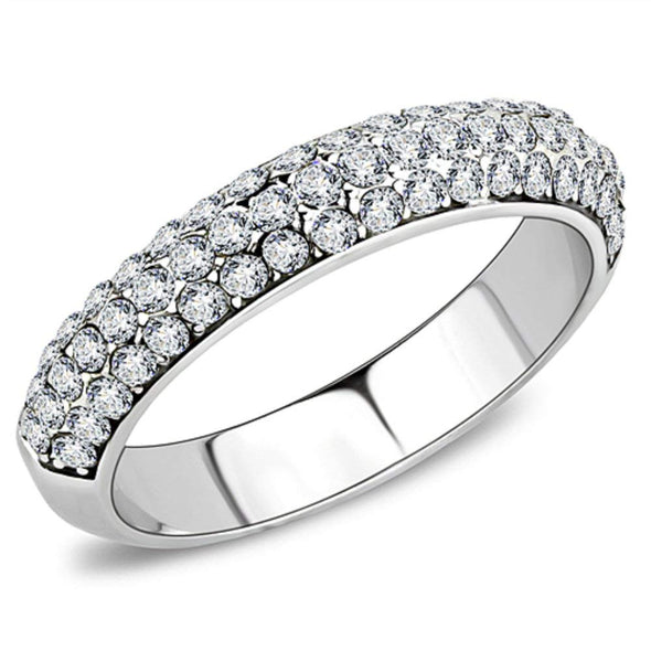 WildKlass Stainless Steel Ring High Polished Women Top Grade Crystal Clear-WildKlass Jewelry